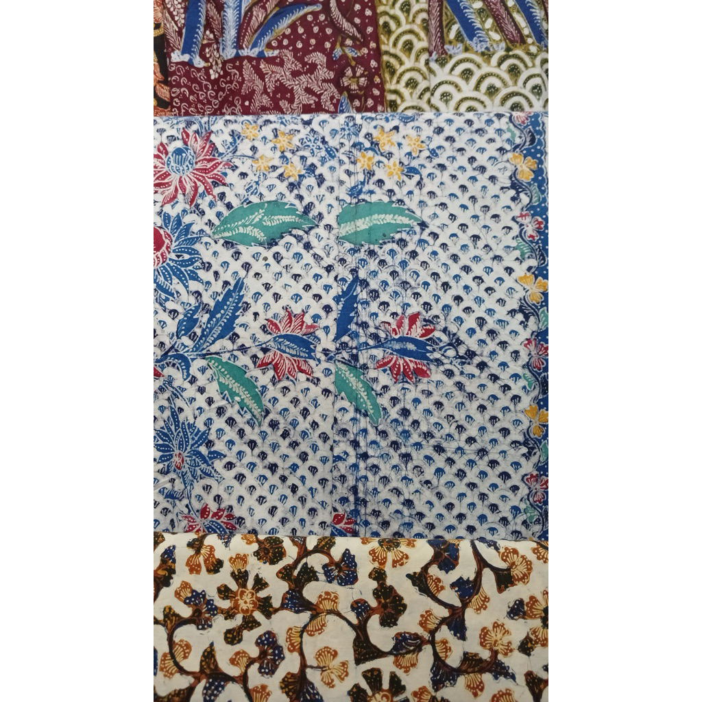 sarung batik tulis Lasem putih biru sisik