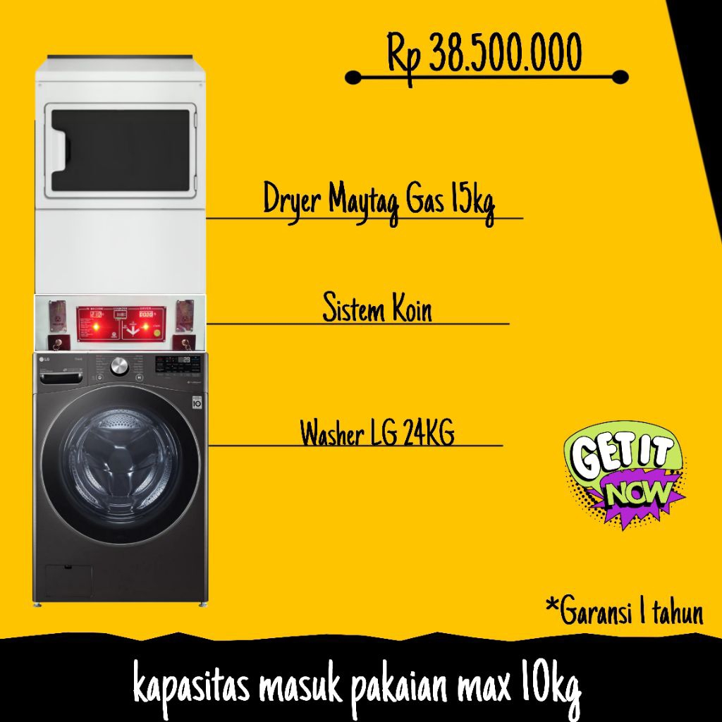 Mesin Laundry Koin LG24KG x Maytag