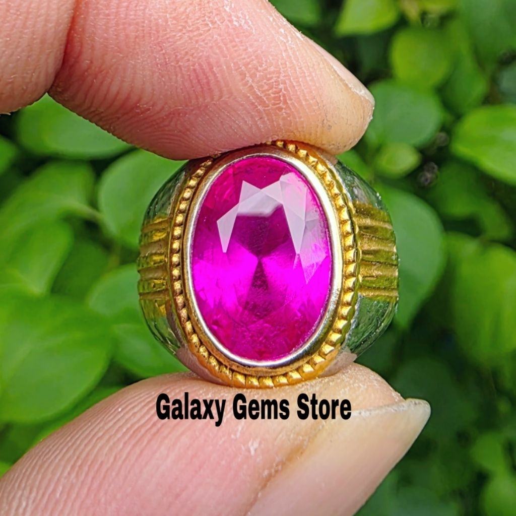 Cincin Batu Merah Siam Rose Cutting Super Keren