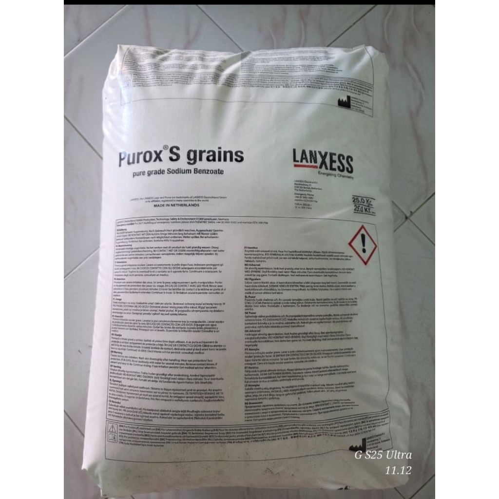 

sodium benzoate purox, Ex Holland (food grade)/pengawet makanan @25kg