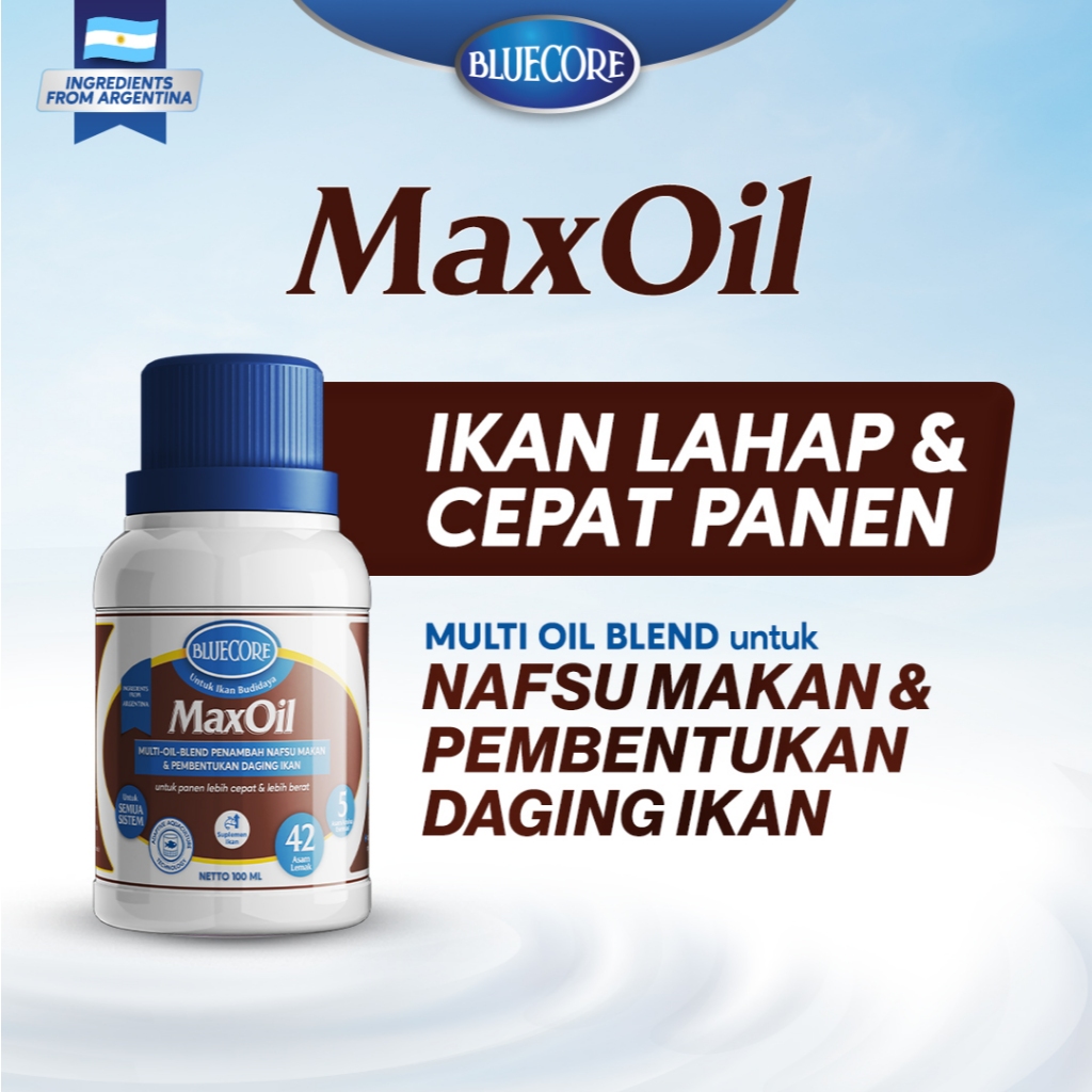 Bluecore MaxOil Vitamin Ikan & Perangsang Nafsu Makan Ikan dan Pembentukan Daging