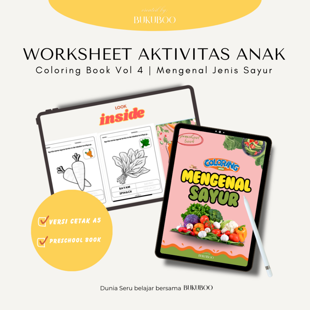 

Lembar Mewarnai Anak PAUD/TK Ukuran A5 Tema Mengenal Jenis-Jenis Sayur Edukatif