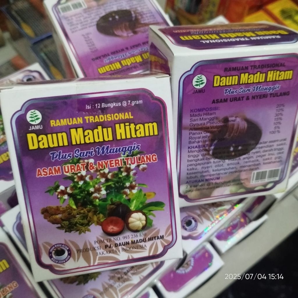 

Daun madu hitam serbuk,jamu seduh isi 10 sachet