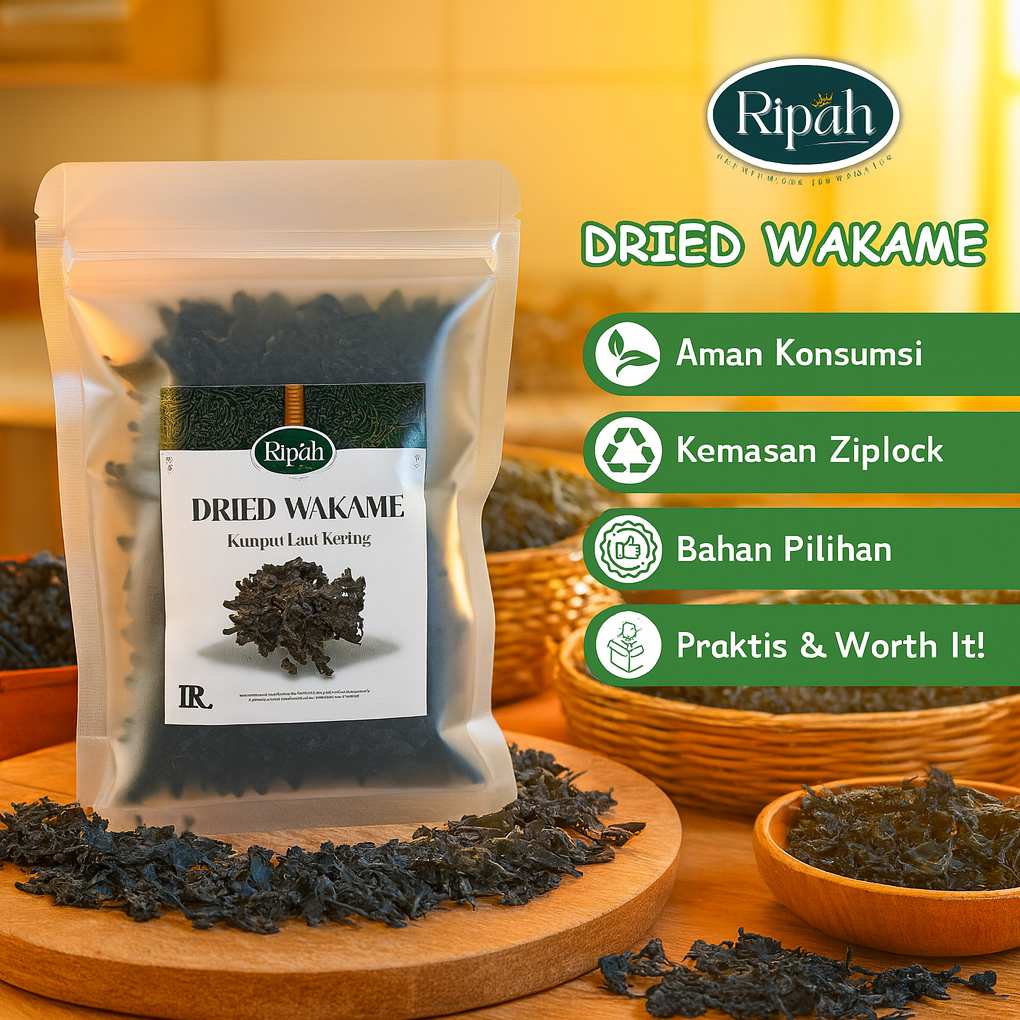 

15gr Dried Cut Wakame / Rumput Laut Kering / Ripah Rempah PREMIUM QUALITY