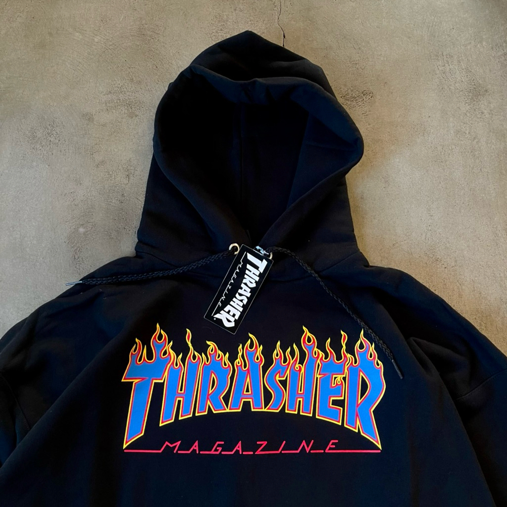 Thrasher Flame Hoodie - Black/Blue