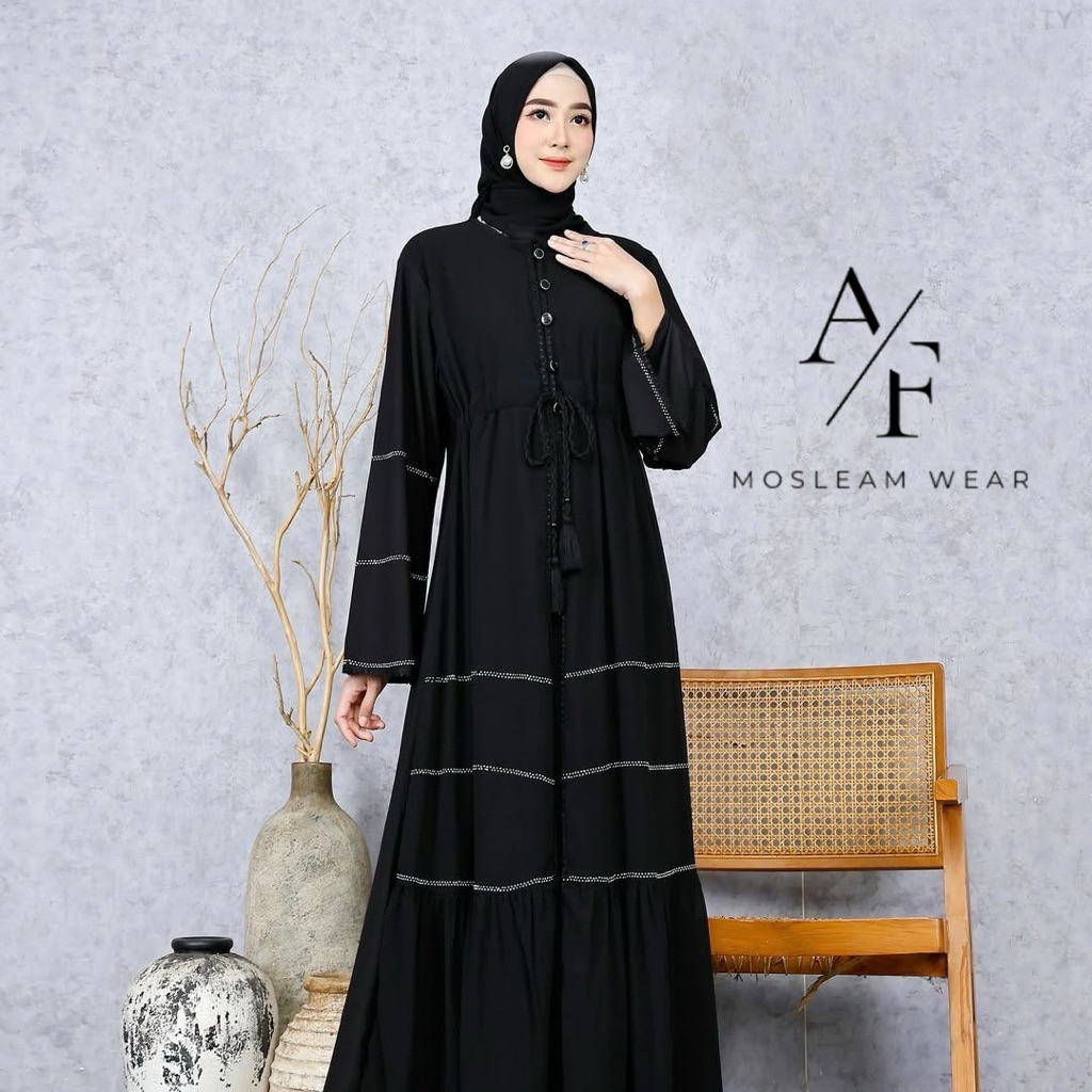 GAMIS ZAHRA • Gamis abaya hitam kombinasi swaroski silver mewah dan kekiniian
