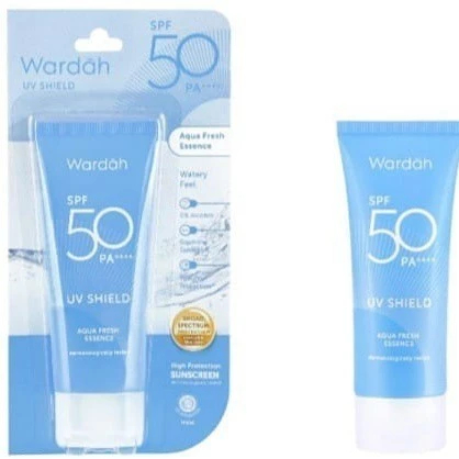 Wardah SPF 50 PA+ UV Shield Waterproof Sunscreen Aqurna Fresh Essence/ 50 BIRU