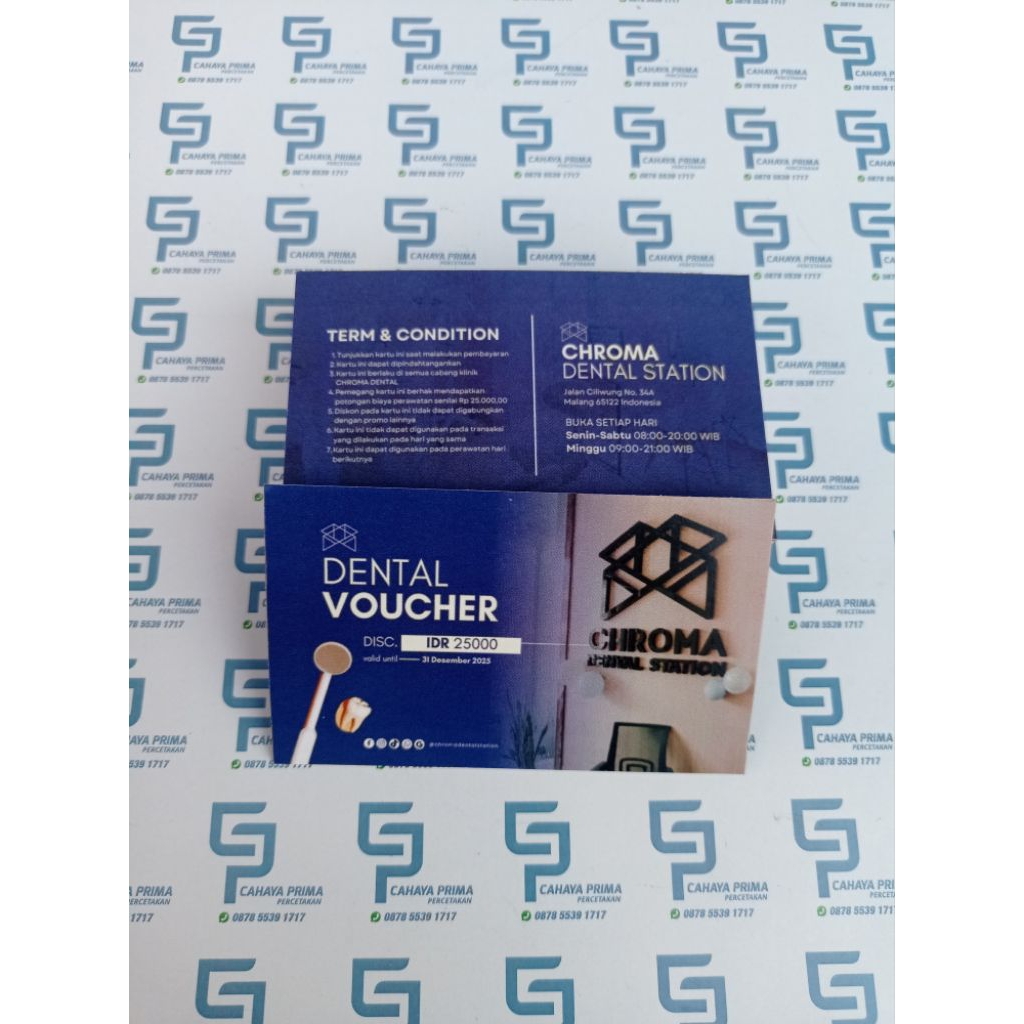 Cetak Kartu Voucher Custom | Art Carton 260gsm | Ukuran 9x5,5 cm | Full Colour Murah & Berkualitas |