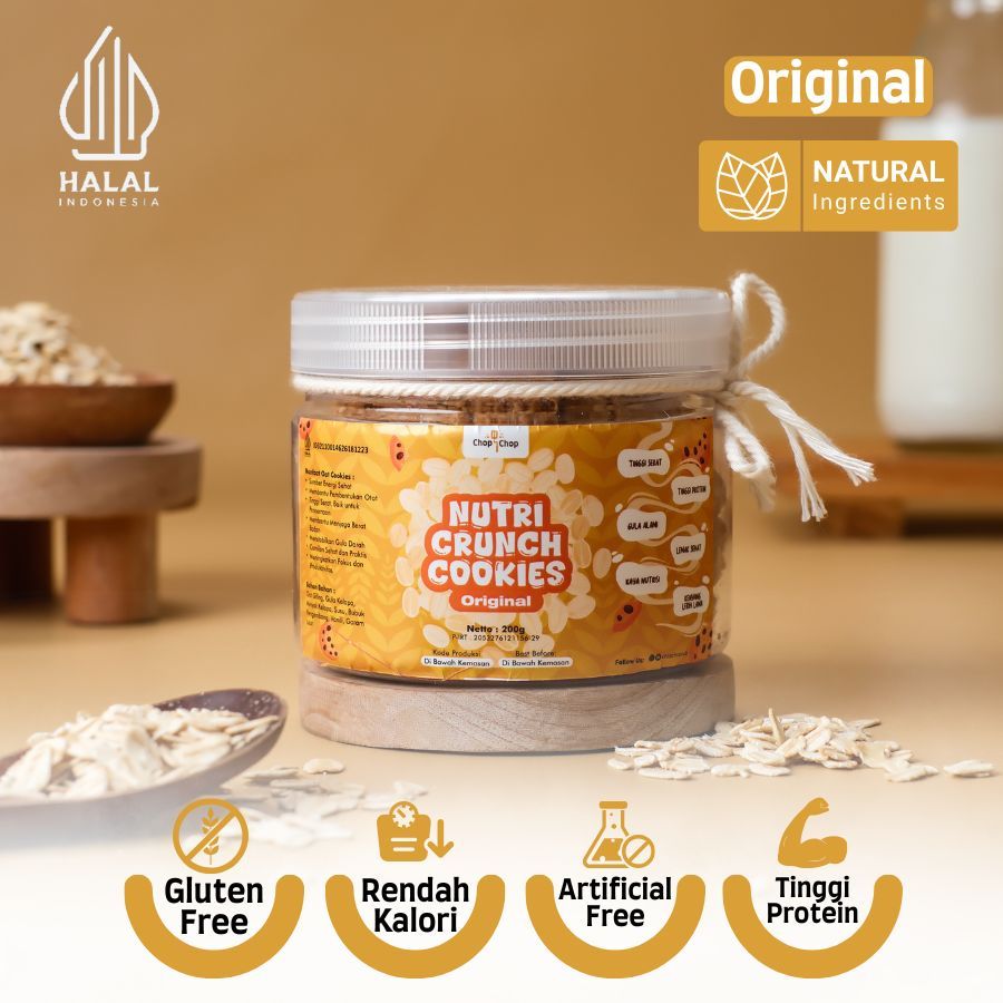 

ChopChop Nutri Crunch Cookies Original | Gluten Free, Rendah Gula, Tinggi Serat