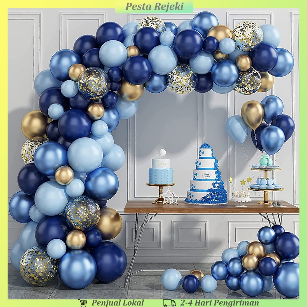 Balon Biru Balon Ulang Tahun Dekorasi Dekorasi Ulang Tahun Anak Laki Laki Balon Latex Metalik Dekora