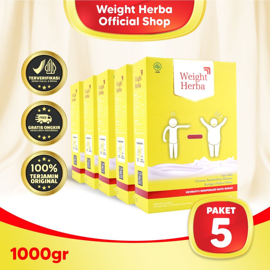 

Weight Herba 5 Box - Susu Herbal Penambah Nafsu Makan & Penggemuk Berat Badan | 200gr