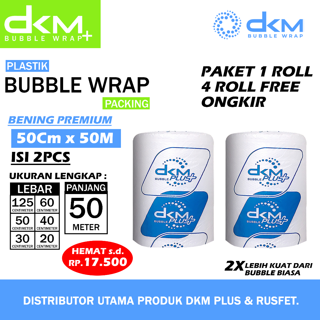 

Plastik Bubble Wrap 50cm X 50m Dkm Plus Bubblewrap Packing 125 X 50m Premium Paket 1 Roll