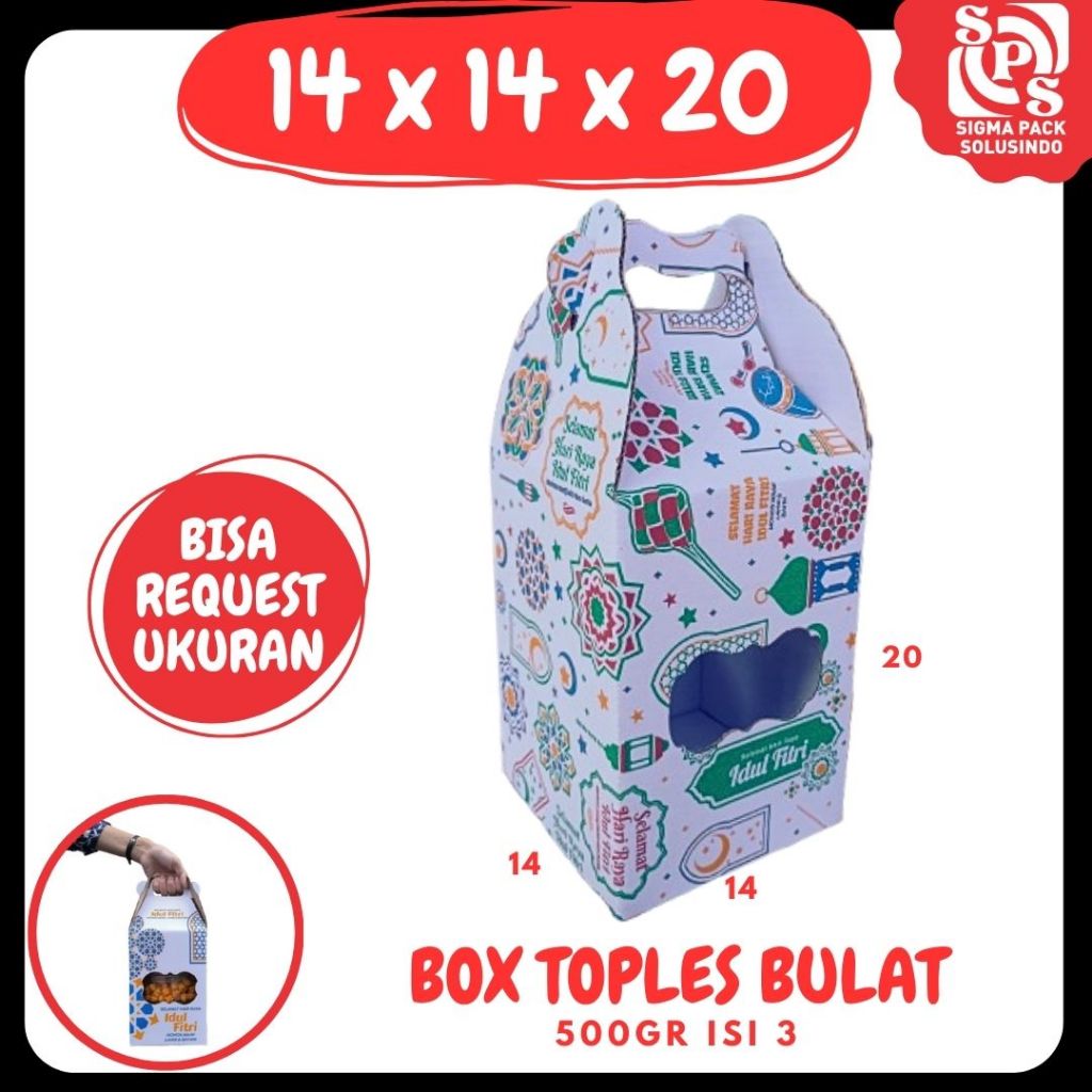

Box 14x14x20 cm Jinjing Gable Box (KUKER 500GR isi 3 Toples ) Kardus/hampers/Karton