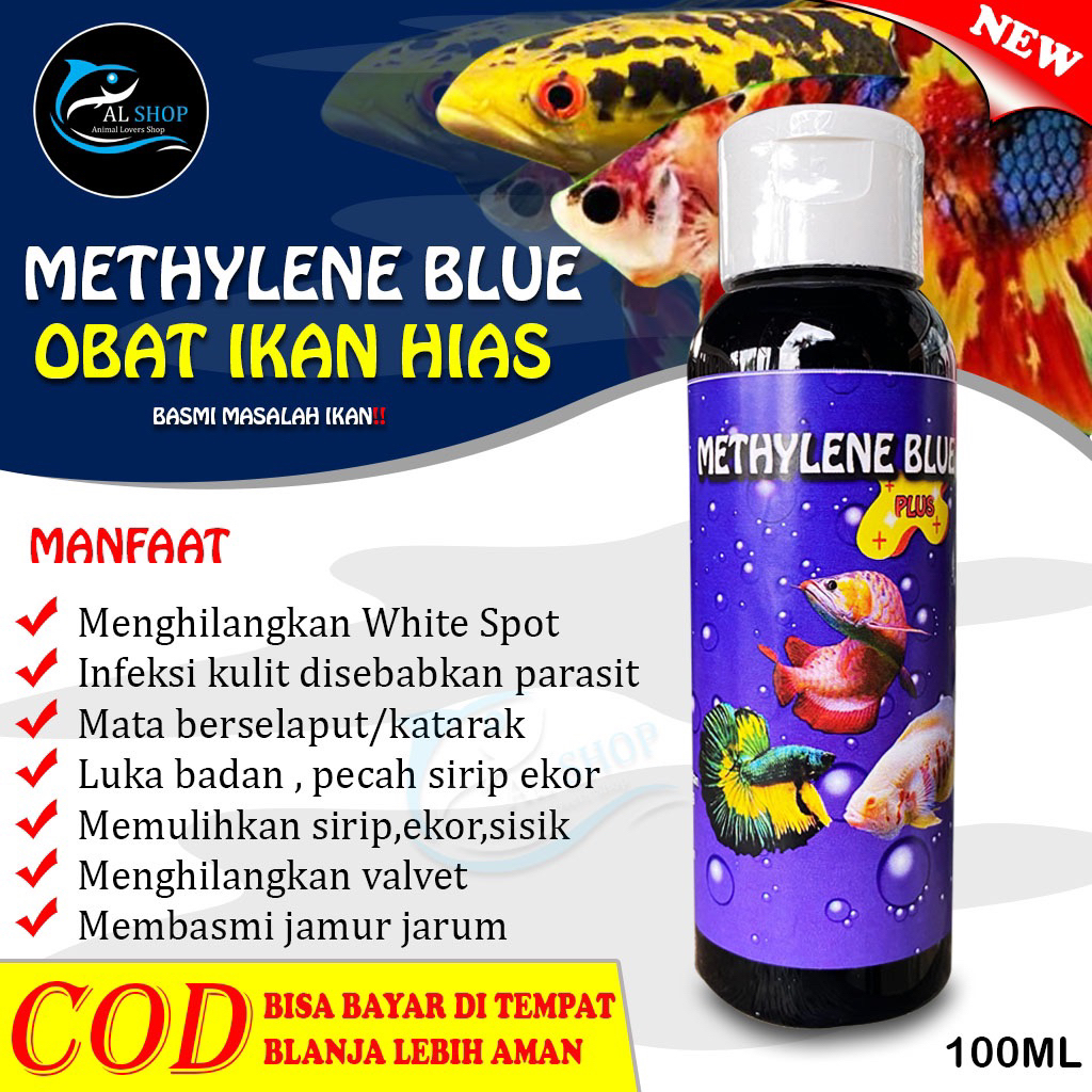 Methyline blue plus obat biru ikan hias cupang Guppy louhan koi koki arwana