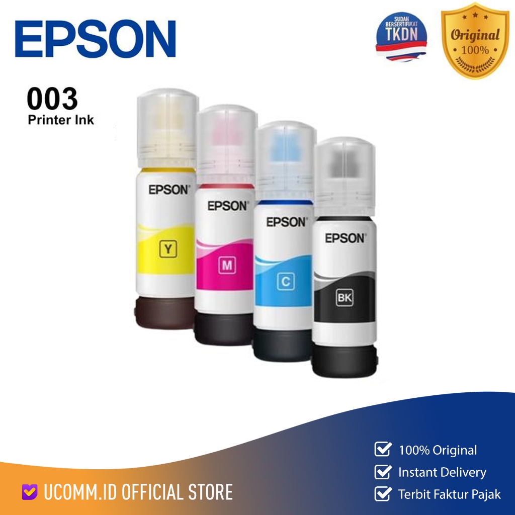 EPSON Ink 003 CMYK Tinta Epson 003  Printer L1210 L3210 L3250 L3550 L5290 L5590 65ml Original
