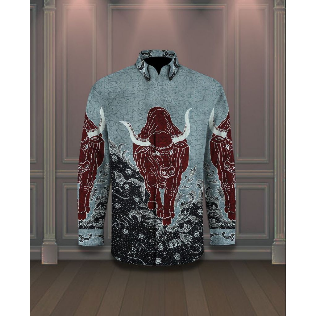kain batik tulis pria bahan sutera motif banteng batik tulis sutera. er