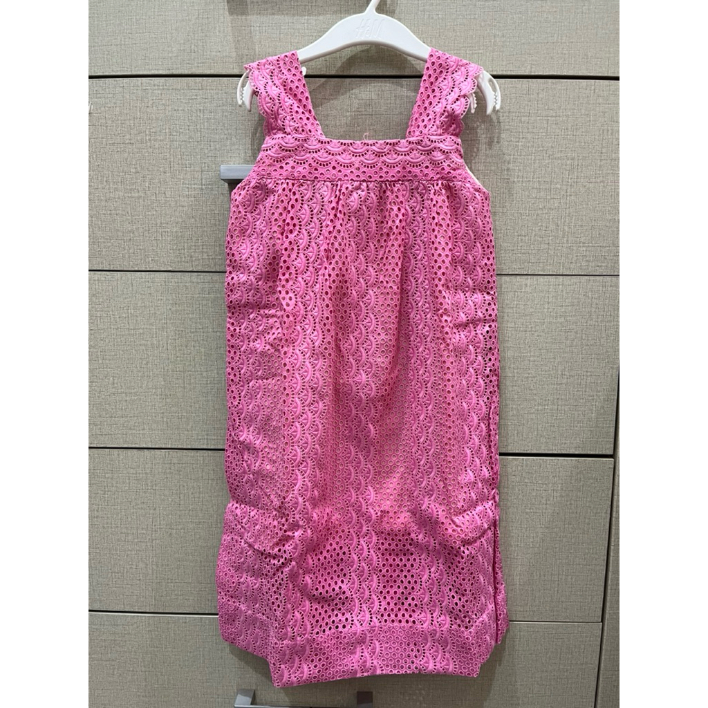 dress pink anak / dress brokat pink (preloved)