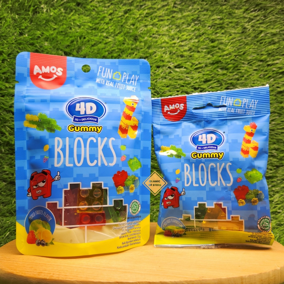 TERMURAH AMOS CANDY GUMMY BLOCKS GUMMY FRUITS 38 GR