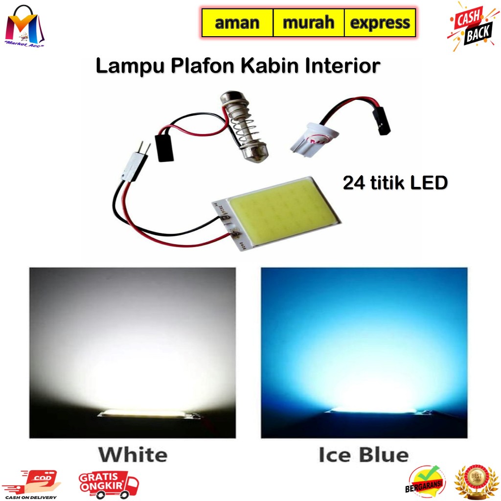Lampu Plafon Kabin Mobil 24 Mata 12V / Lampu Atap Kabin Mobil LED