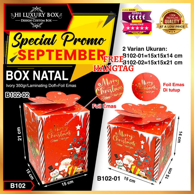 

Box Natal | Kotak Hampers |Toples 500gr|Dus Kue | Box Packaging|B102