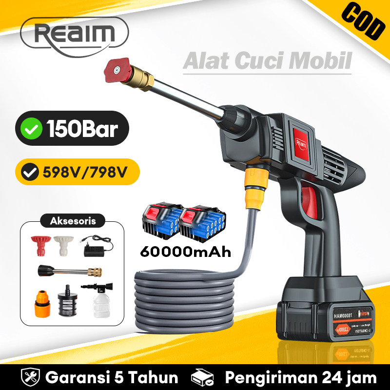 REAIM Alat Cuci Motor Semprot Cordless Mesin Cuci Mobil Jet Clean [Compatible Makita Batteries]
