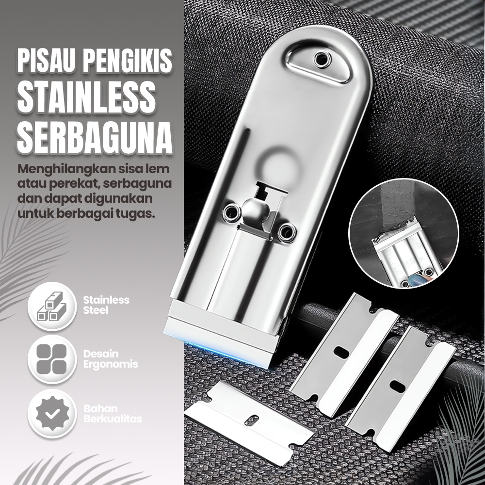 

MINI Pisau Scraper Stainless 304 MEMBANDEL Hilangkan Residu Stiker Bandel Dapur Mobil Laptop