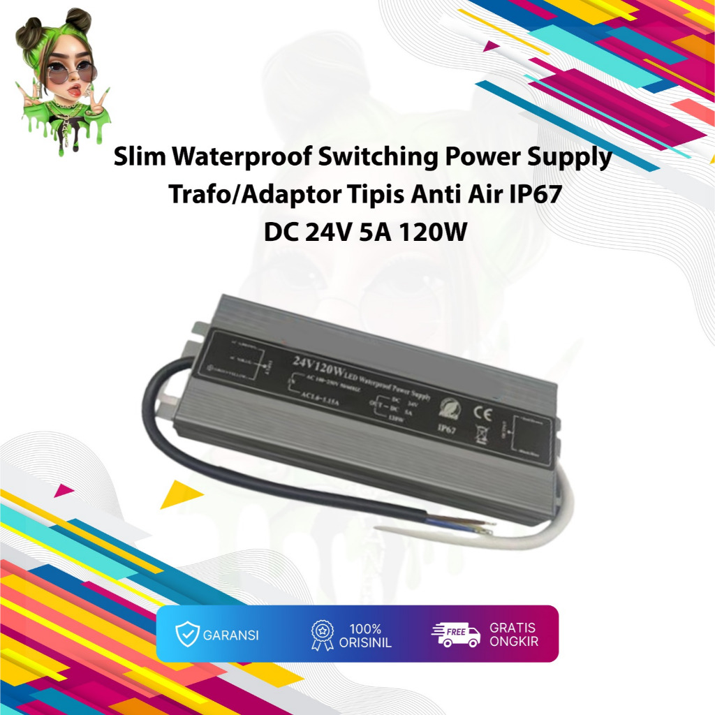 Maximus Slim Waterproof Power Supply Trafo Adaptor Outdoor IP67 24V 120W