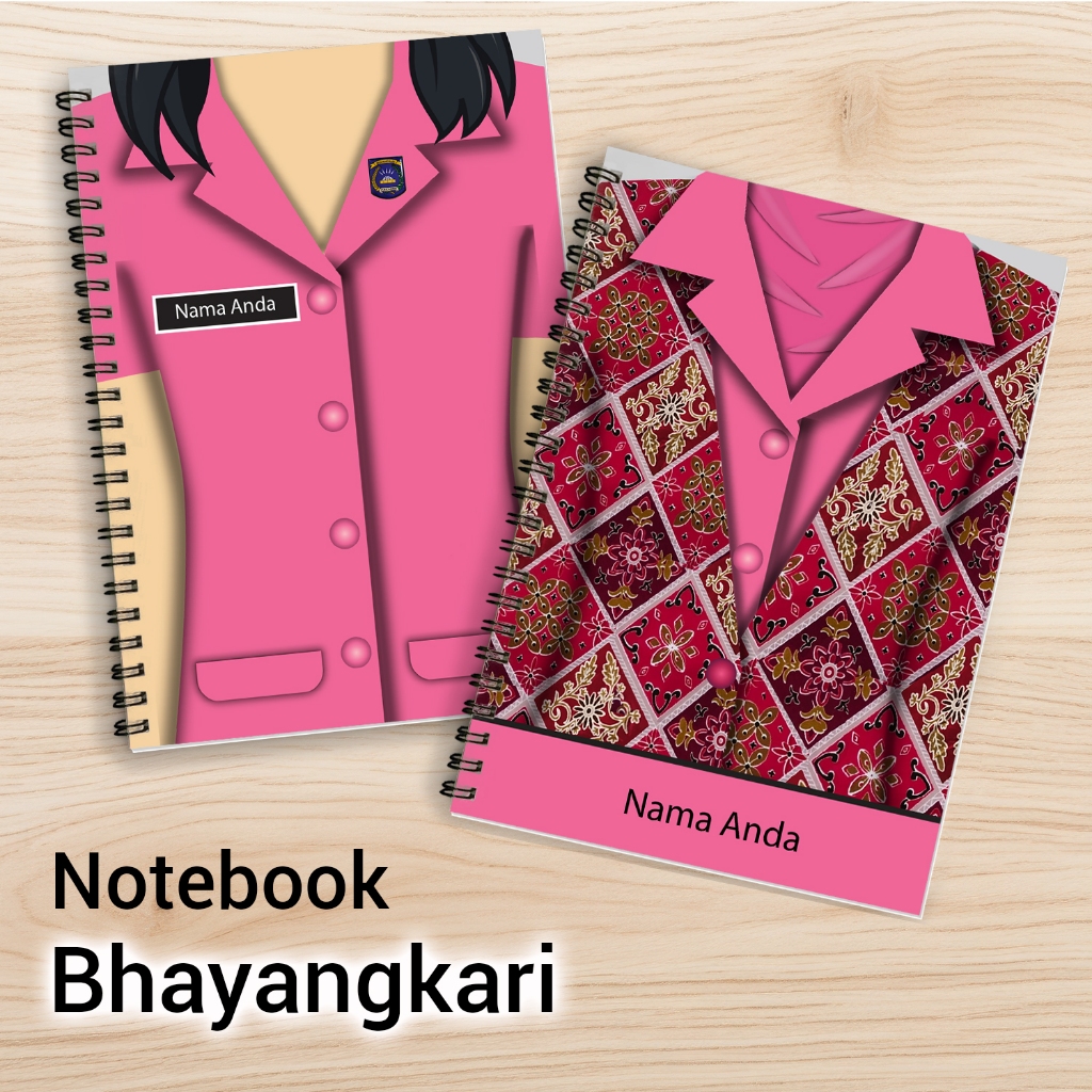 

Notebook Buku Tulis Cover Seragam Bhayangkari Hijab-Nonhijab-blazer batik-polos