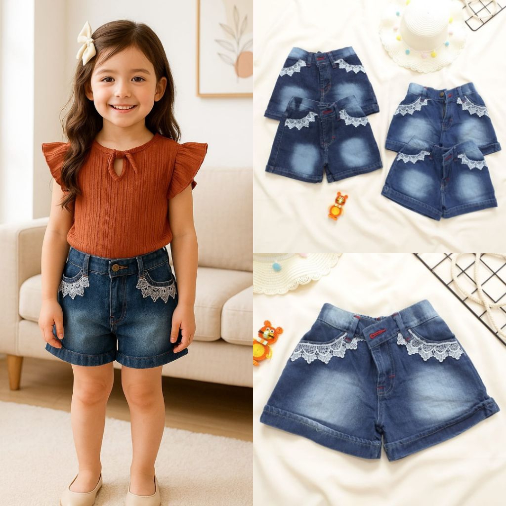 Celana Pendek Jeans Anak Perempuan 2-5 Tahun / Hot Pants Jeans Anak Cewek
