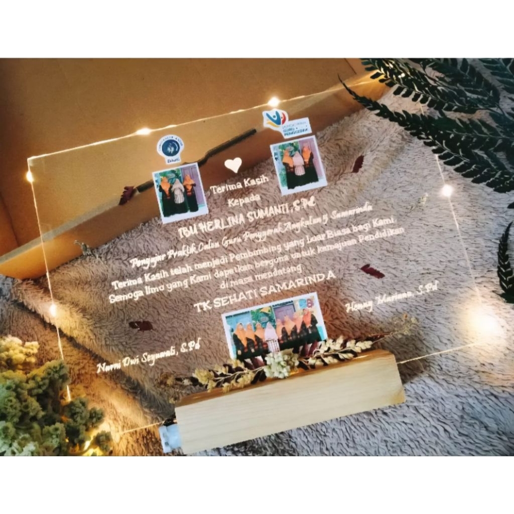 Plakat Acrylic Costum Ucapan Terimakasih Estetik Hadiah Guru Dosen Pembimbing Hadiah Spesial Hari Gu