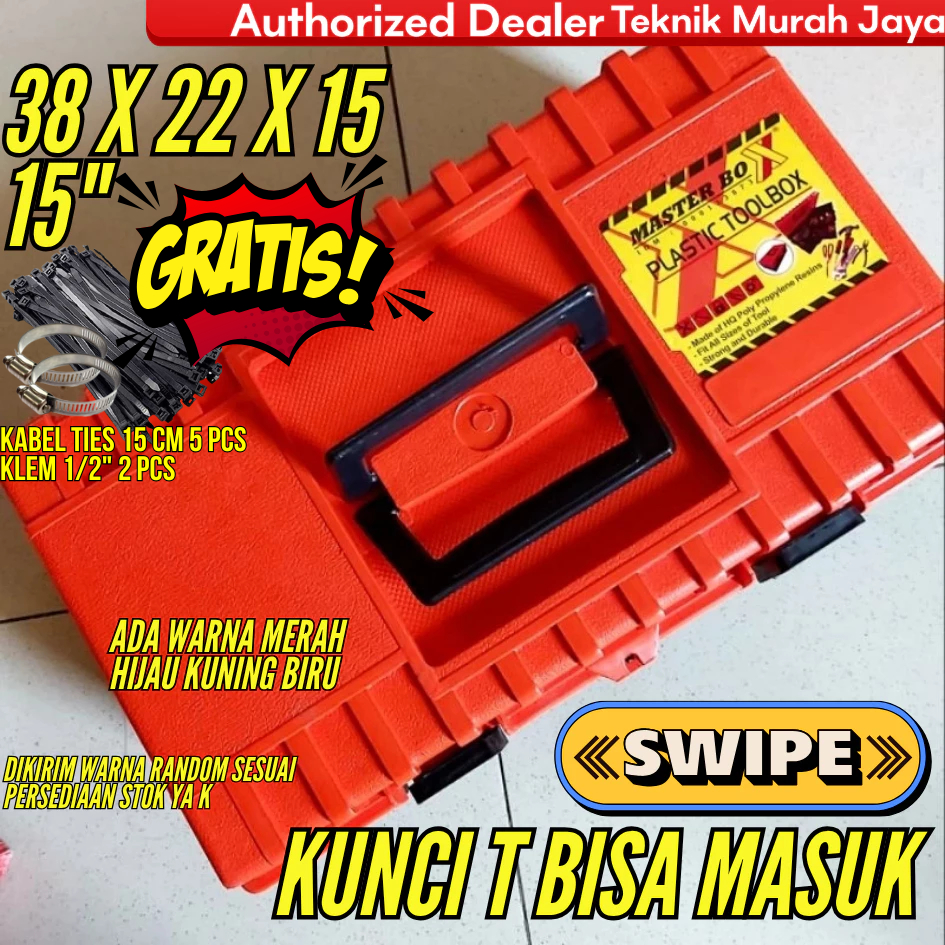 MASTERBOX TOOLBOX Tool Box 15 inch 15 in Plastik PVC Kotak Alat Perkakas Merah Hijau Kuning Biru