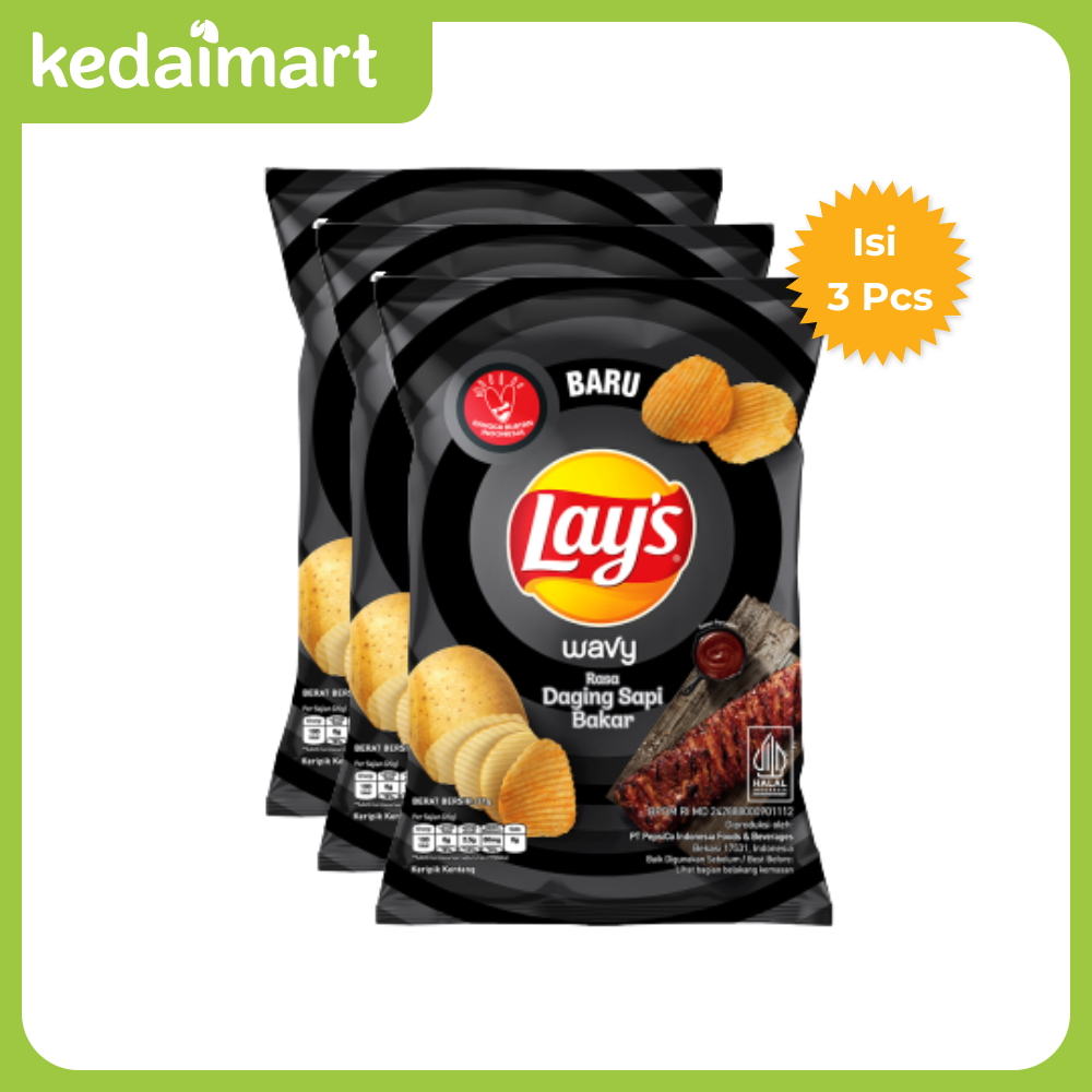 

Lays Wavy Keripik Kentang Rasa Daging Sapi Bakar 31 Gram X 3 Pcs