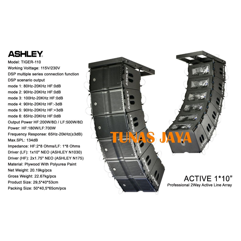 Professional Line Array 2 Way Tiger110 Speaker Aktif Linearray Ashley Tiger 110 1"X10" Inch Original