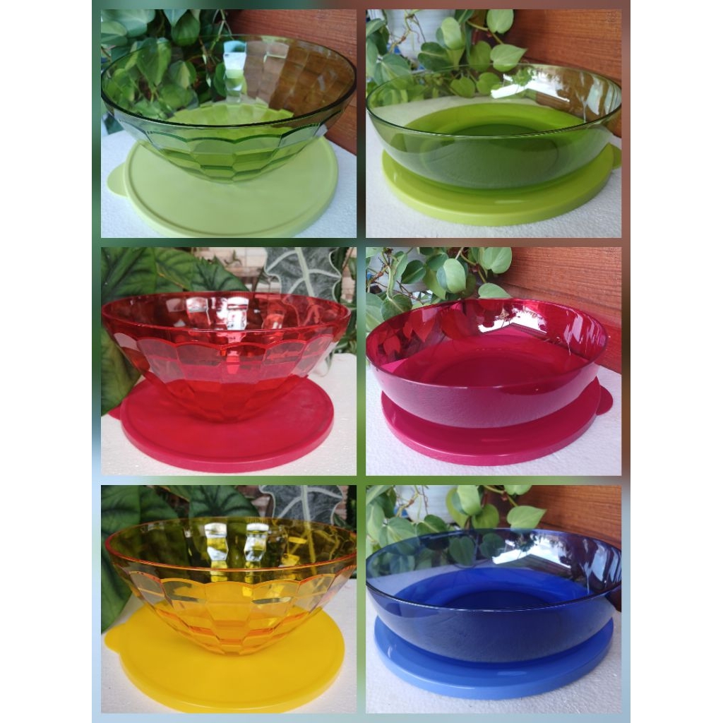SALE Domino server Bowl Crystal Tupperware / Prisma bowl tupperware / Eleganzia Bowl tupperware/ Tri