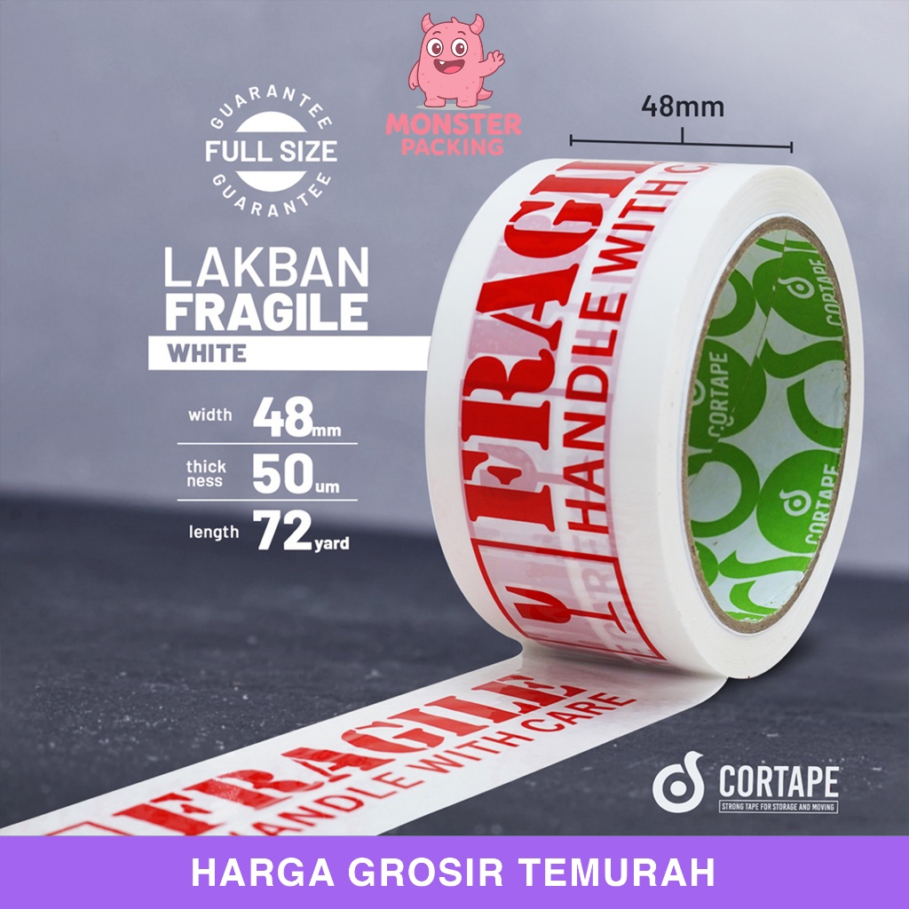 

Lakban FRAGILE 48mm Putih Isolasi PREMIUM TERMURAH/Satuan