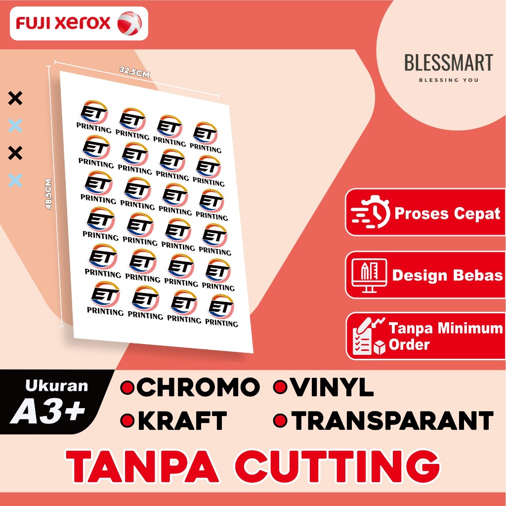 

Cetak Sticker A3+ Bontak/ Chromo/ Vinyl - Cetak Stiker Label / Logo TANPA Cutting