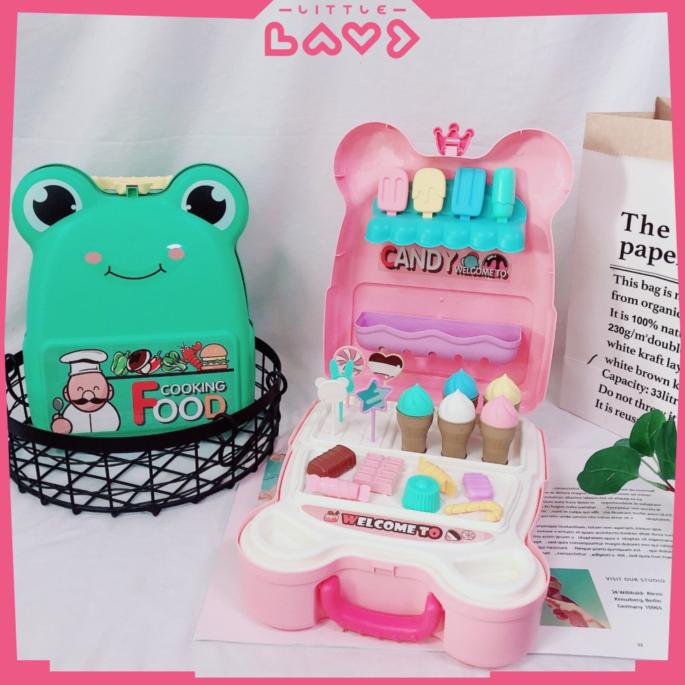 Mainan Set Kitchen Tas Ransel Anak / Mainan Masak Masakan Wastafel / Set Ice Cream Maker Portable Li