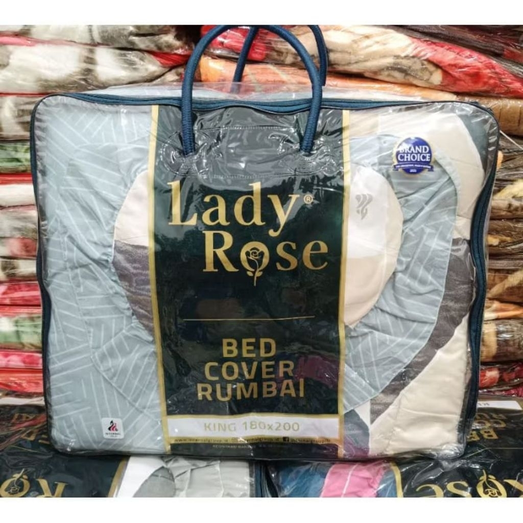 BEDCOVER LADY ROSE RUMBAI KING SET 180x200 / SATU SET BEDCOVER LADY ROSE KING 180x200 TERMURAH TERLA