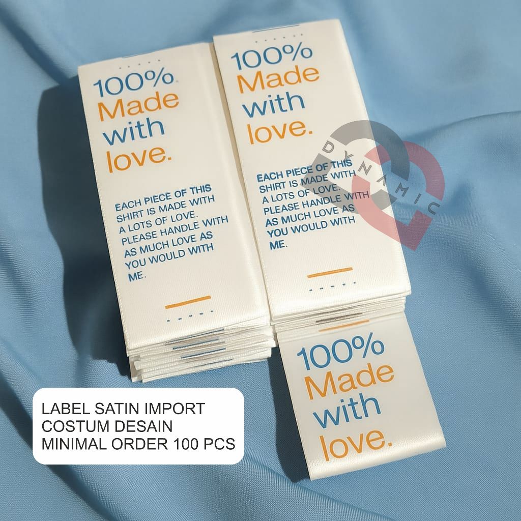 

label pita satin costum isi 100 pcs sablon desigen label washing / label satin | tebal/merek pakaian
