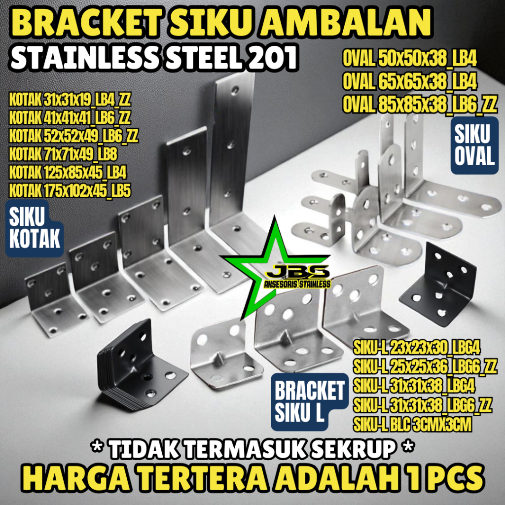 (K) SIKU AMBALAN KOTAK & OVAL (KECIL) STAINLESS 201 - PENYANGGA RAK