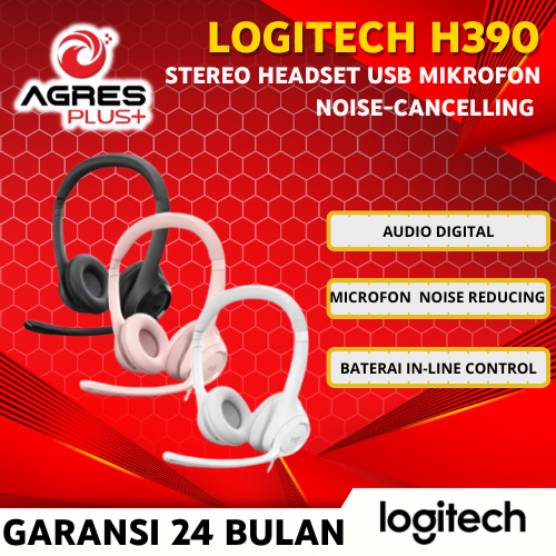 LOGITECH H390 STEREO HEADSET USB MIKROFON NOISE-CANCELLING / HEADSET NOISE-CANCELLING STEREO
