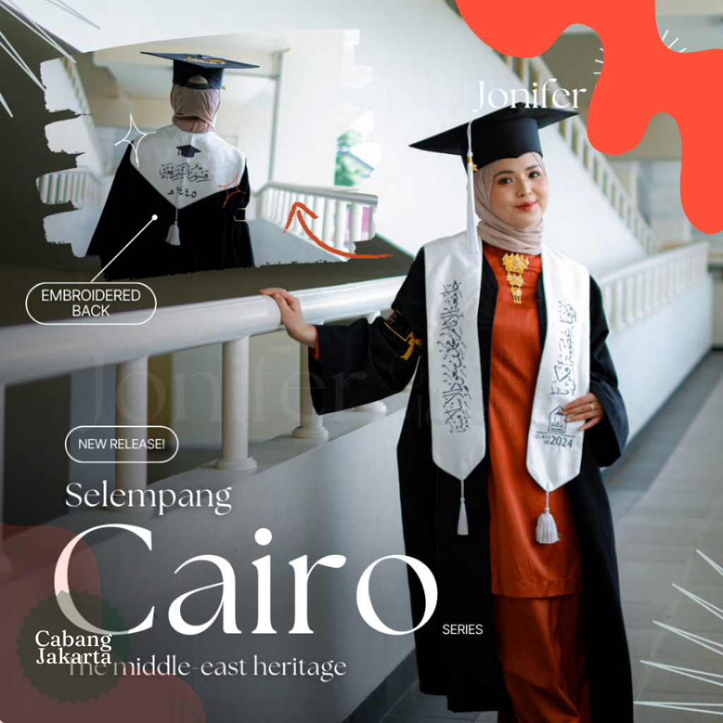 Selempang Wisuda Stanford Cairo - Bahan Satin dan Beludru Premium - Font Arab dan Font Latin - New P