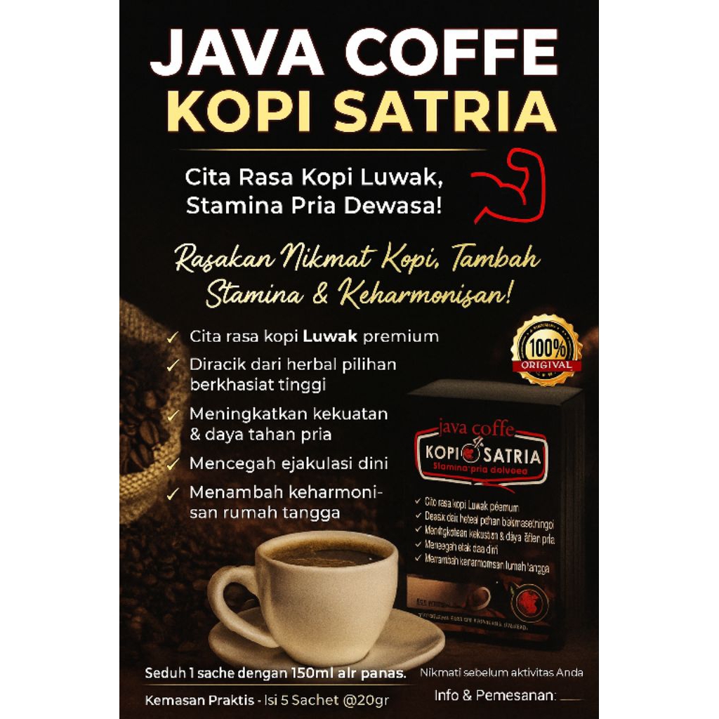 

JAVA COFFE/KOPI SATRIA stamina pria dewasa..