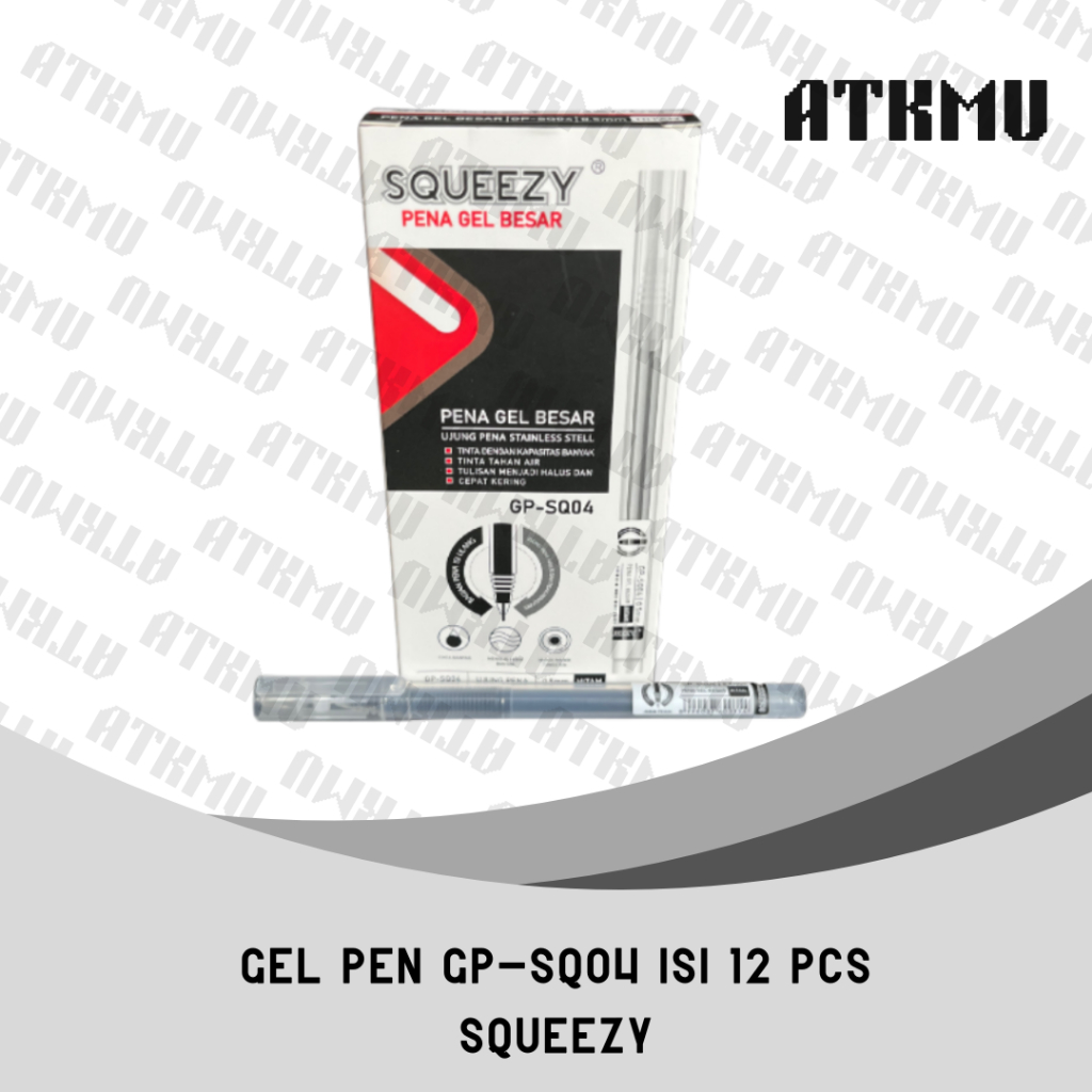 

Pulpen Gel Jumbo Squeezy GP-SQ04 – Hitam 0.5mm [1 Pack] Isi 12 pcs