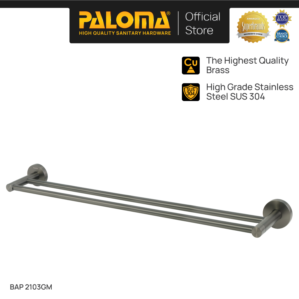 PALOMA BAP 2103GM Rak Handuk Baju Gantungan Hanger Wall Dinding Kamar Mandi Brass Kuningan Stainless