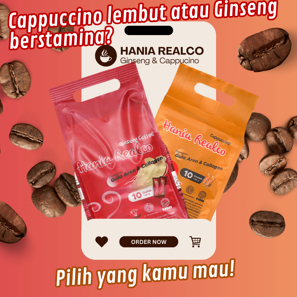 

Hania Realco Ginseng & Cappucino | Kopi Ginseng dan Cappucino Hania Realco | 10 Sachet