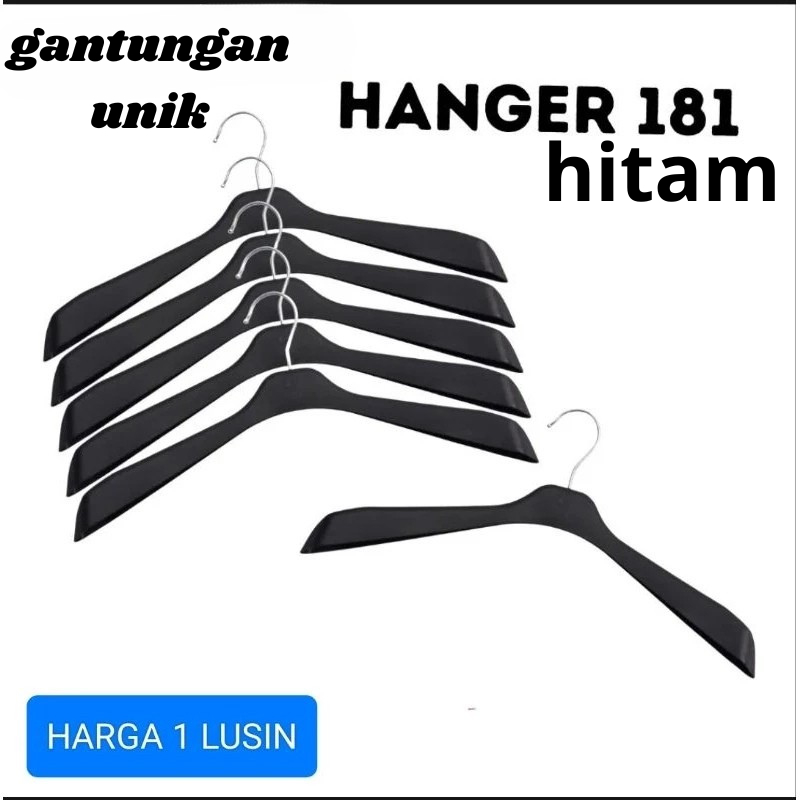 HANGER BAJU DISTRO 181 BLACK ( 1 LUSIN/12PCS )