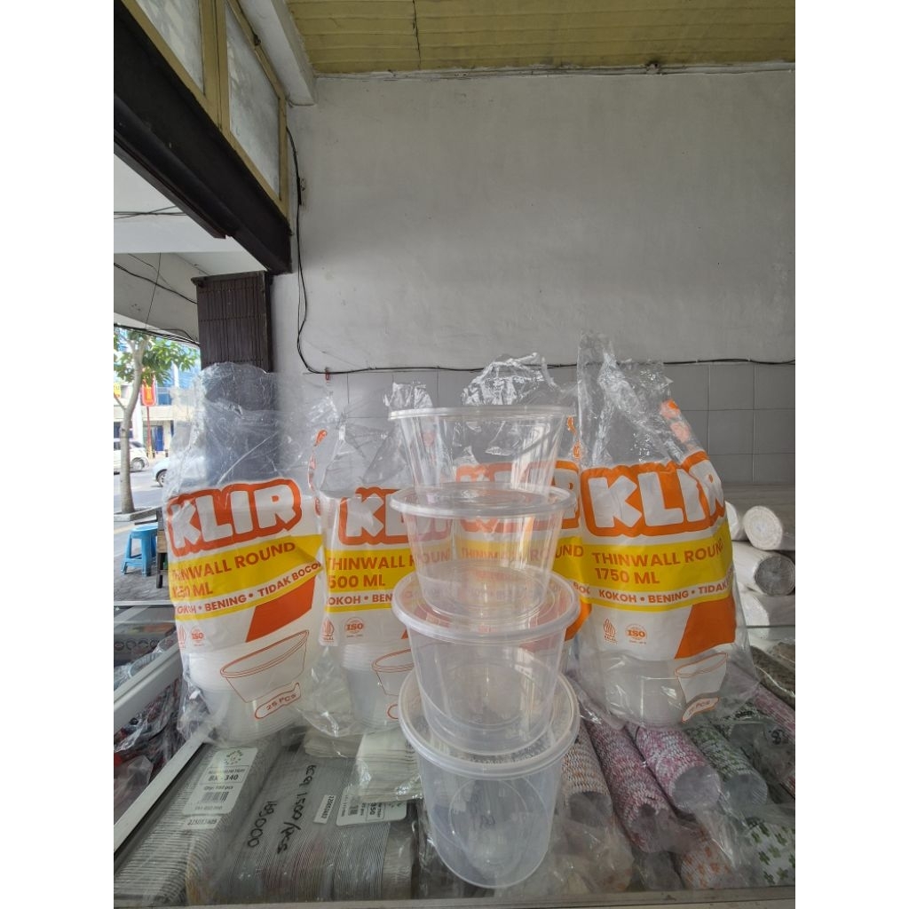 25pcs thinwall roundbowl 1250ml / 1500ml / 1750ml / 2000ml bulat mie