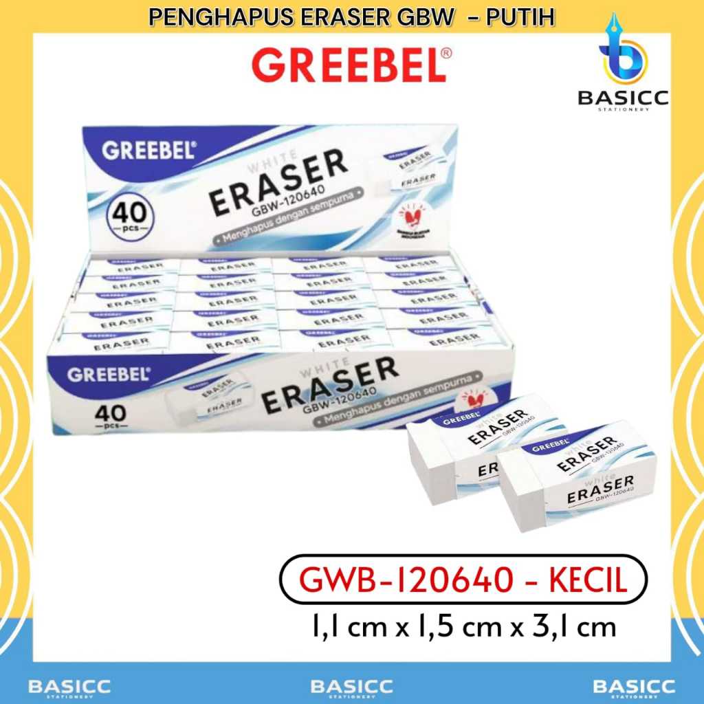 

Greebel Penghapus Stip Putih Eraser GBW-120640 Kecil | @ 1 Pcs