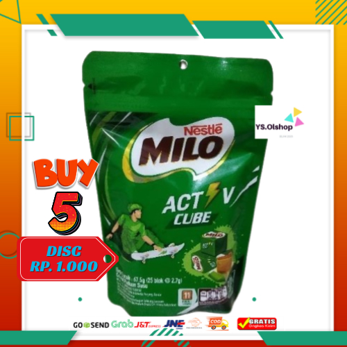 

Nestle MILO Activ 67.5 G isi 25 Blok Cube Lokal Food Cemilan Chocolate